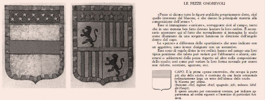 Imagens do livro Costruzione, linguaggio e lettura dello stemma, a cura di Marcello del Piazzo, págs. 497 e 523.