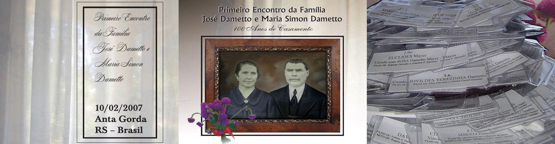 Convite e crachás do Primeiro Encontro da Família Dametto.