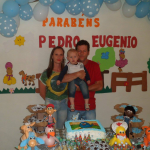 Joara Aparecida De Oliveira e Edson Dametto com o filho Pedro Eugenio - primeiro aniversário em 05/12/2015.