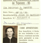 Ida Domingas Zanatta Dametto - cartão de aposentada.
