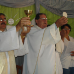 Missa do Jubileu de Prata do Pe. Miguel Carlos Dametto, no salão comunitário da Capela Santo Antônio. Linha Quarta, Anta Gorda - RS.