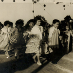 Maria Regina (5 anos) e José Antonio (4 anos), grupo tradicionalista do Colégio Santa Dorotea, festa junina em 1959.