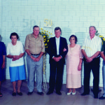 Irmãs e irmãos Dametto no dia 09/02/1997 – Bodas de Ouro de Antonio e Amélia Dametto: Orélia, Rosa, Oreste, Antonio, Amélia, Fidélis e João.