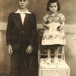 Lírio Dametto (10 anos, antes de ir ao Colégio Marista) e Teresinha Riedi.