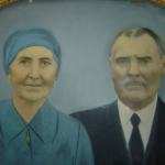 Maria Simon e José Dametto. Retrato pintado sobre fotografia, hoje de familiares de Antonio e Amélia Teló Dametto.
