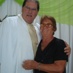 Pe. Miguel Carlos Dametto e Amália Salton Dametto, antiga professora do grupo escolar da Linha Quarta, Anta Gorda - RS.
