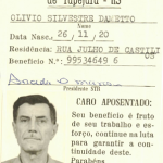 Olívio Silvestre Dametto - cartão de aposentado.